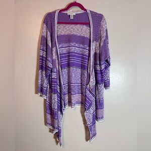 Christopher & Banks Purple Striped Cardigan Open Front size 3X